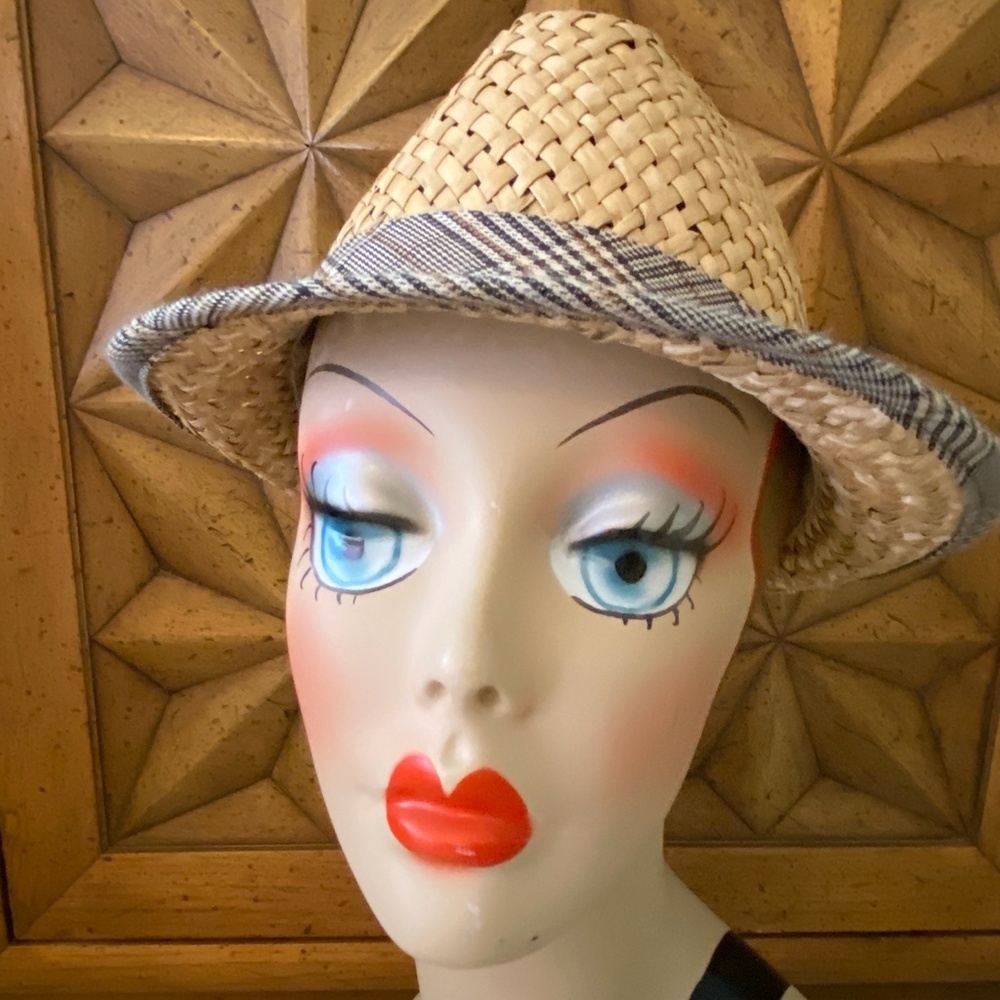 Straw Fedora Golf Hat Mens Womens Unisex Plaid